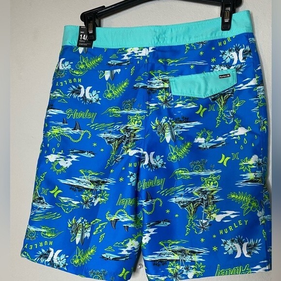 Hurley Big Kids Boys' Blue Board Shorts Swim Trunks Swimwear Size 14 Pool - Picture 7 of 11